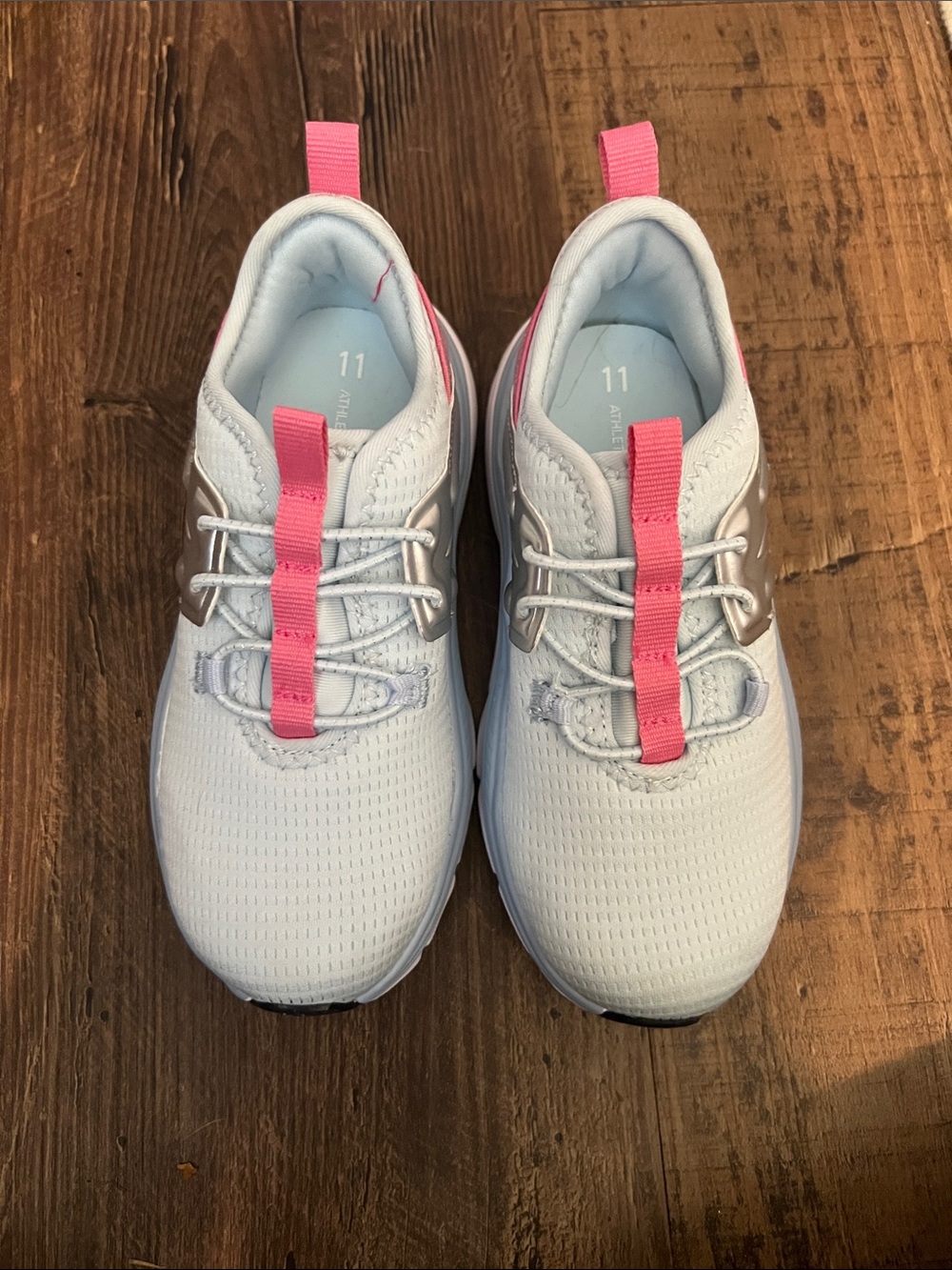 Athletic Works White Kids Sneakers with Pink Pull Tabs